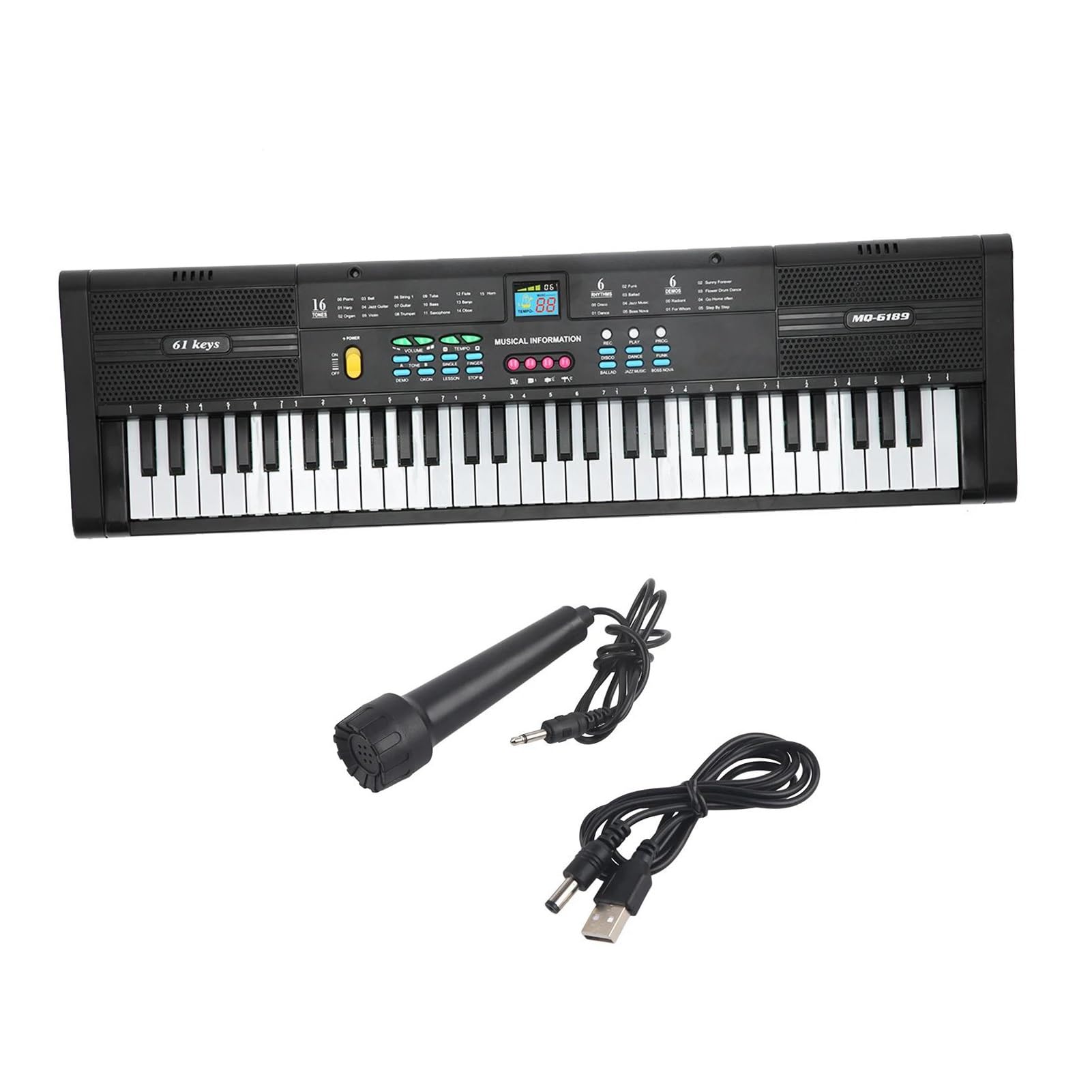 Pianino Elektroniczne 61 Klawiszowe Pianino Elektroniczne Wielofunkcyjne Z Kablem USB I Mikrofonem Instrument Klawiszowy