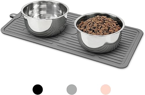 Miniatura 33 de Ptlom Mantel individual de silicona para perros y gatos, antideslizante, impermeable, tapete para alimentos y agua, tapete para bandeja