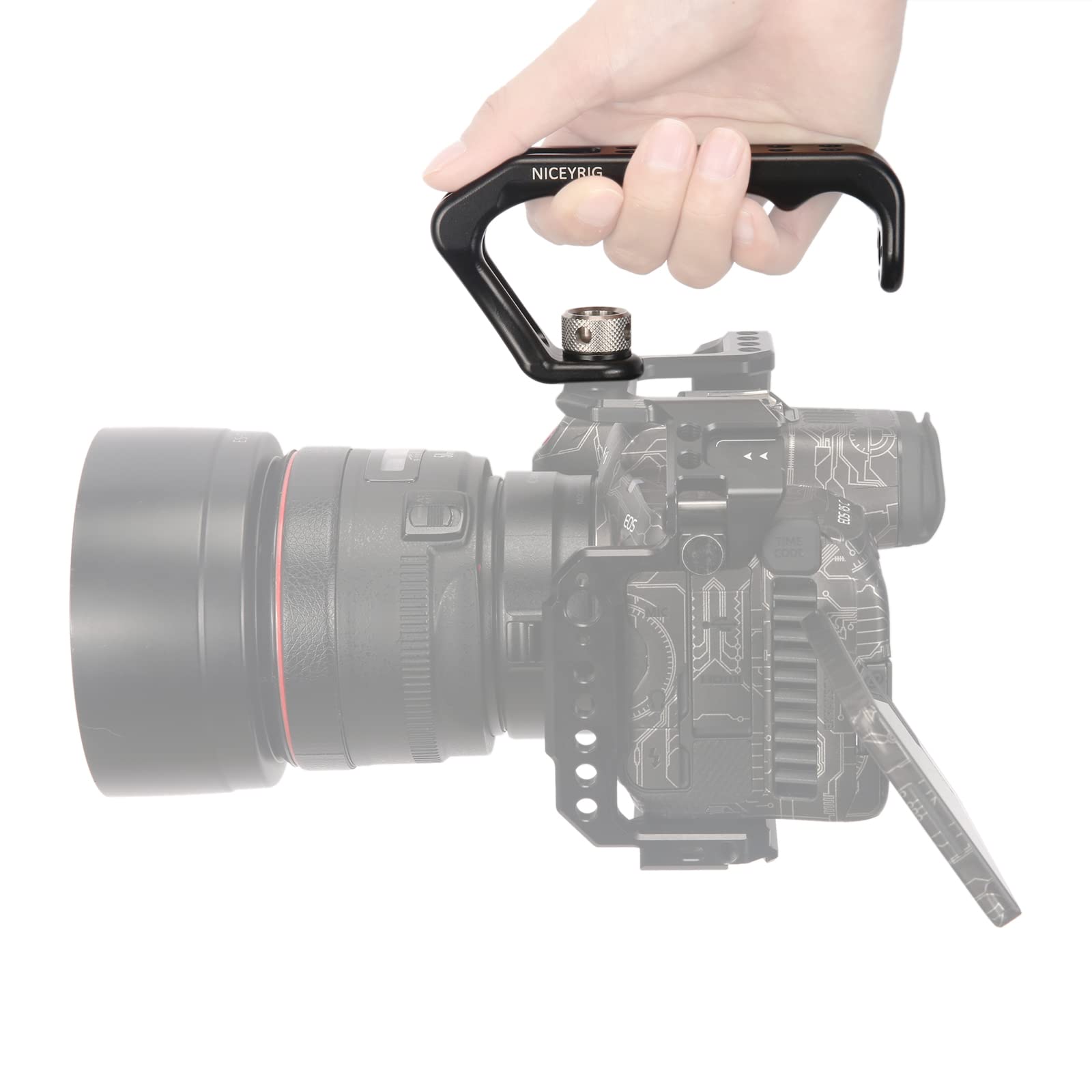NICEYRIG Górny uchwyt z otworami lokalizującymi w stylu ARRI i adapterem zimnej stopki do klatki aparatu DSLR, kamery -536