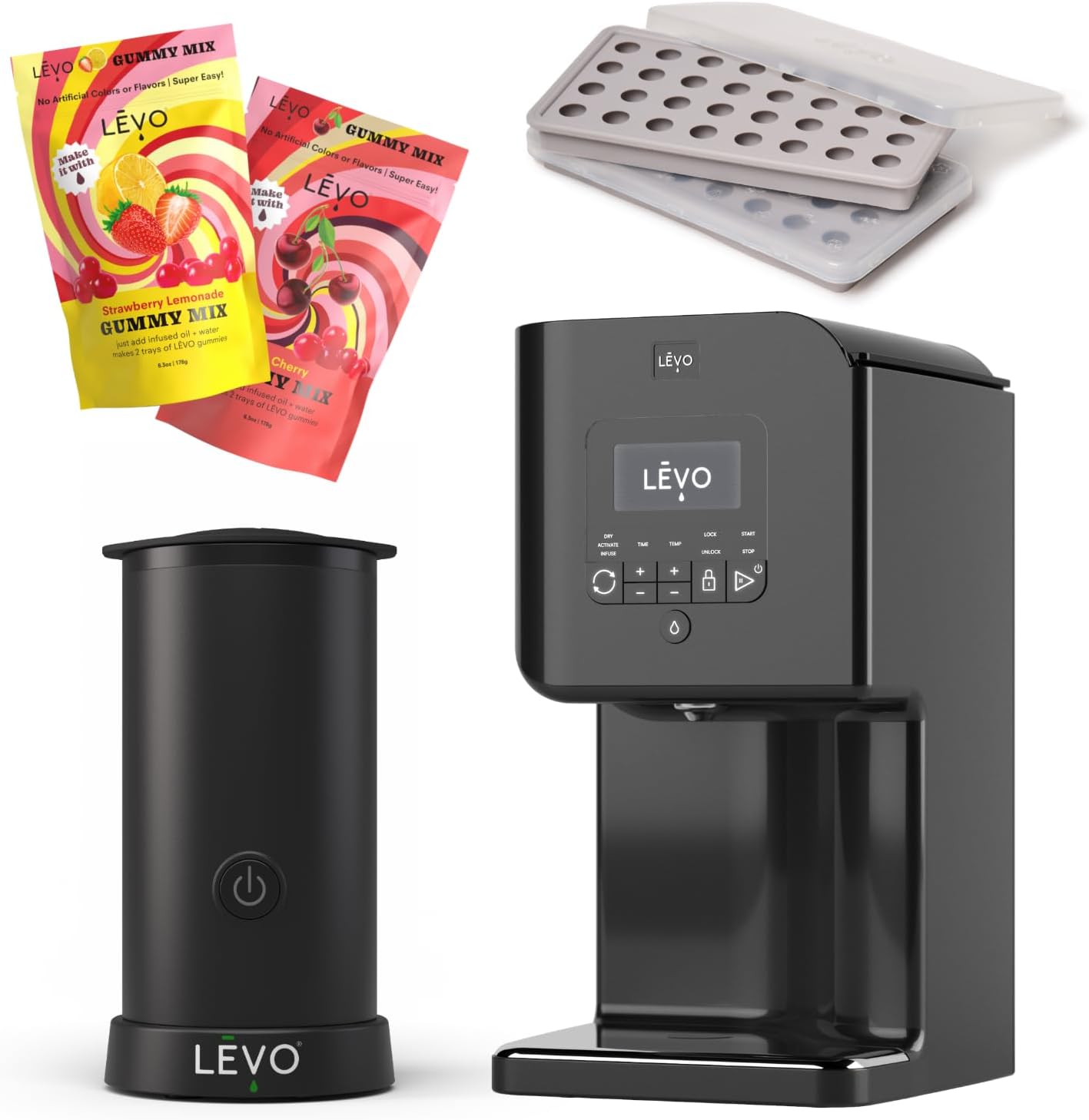 II+ Infuser & Gummy Mixer Bundle – Infused Gummy Making Kit with Candy Molds, Cherry Gummy Mix, Strawberry Lemonade Gummy Mix - Licorice Black