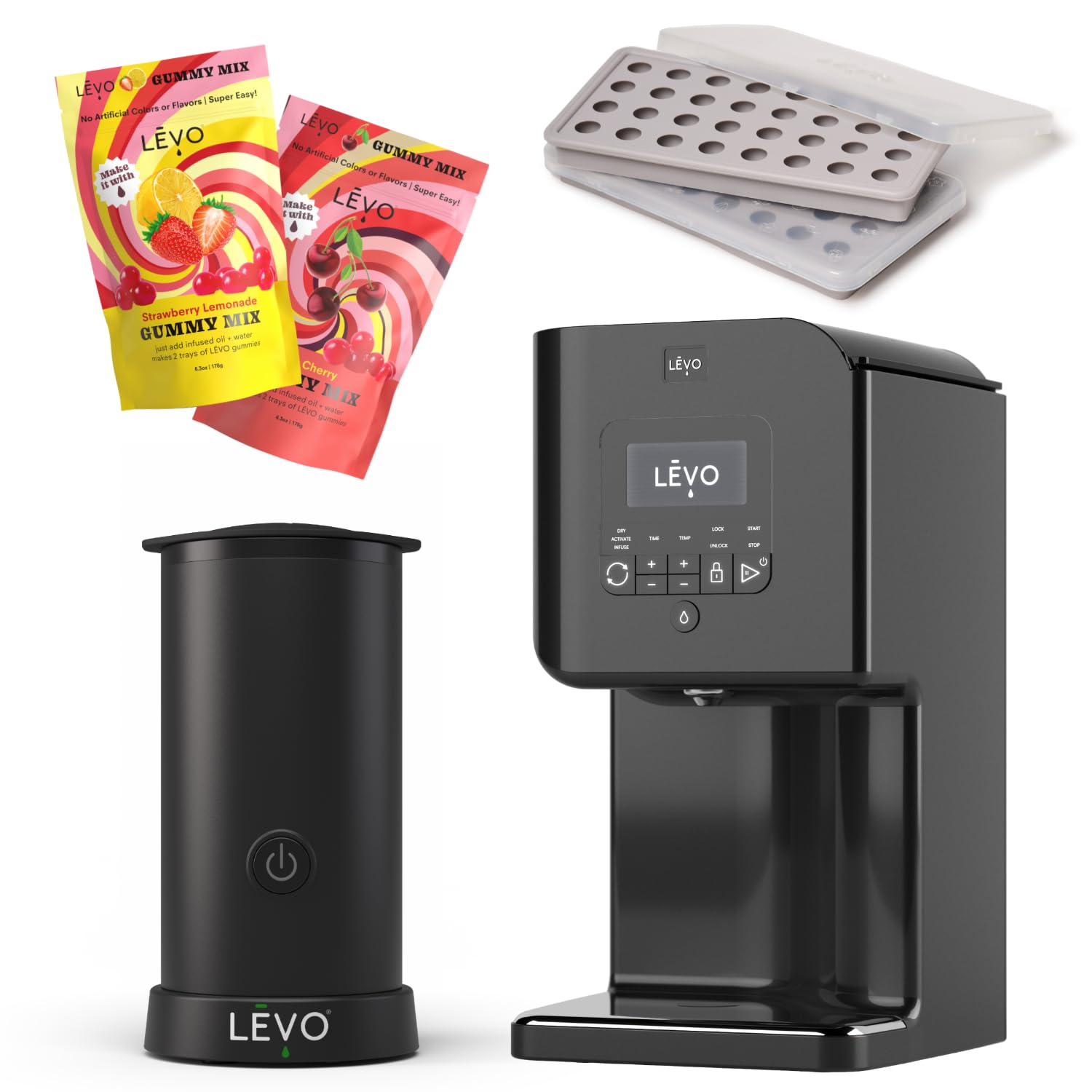 II+ Infuser & Gummy Mixer Bundle – Infused Gummy Making Kit with Candy Molds, Cherry Gummy Mix, Strawberry Lemonade Gummy Mix - Licorice Black
