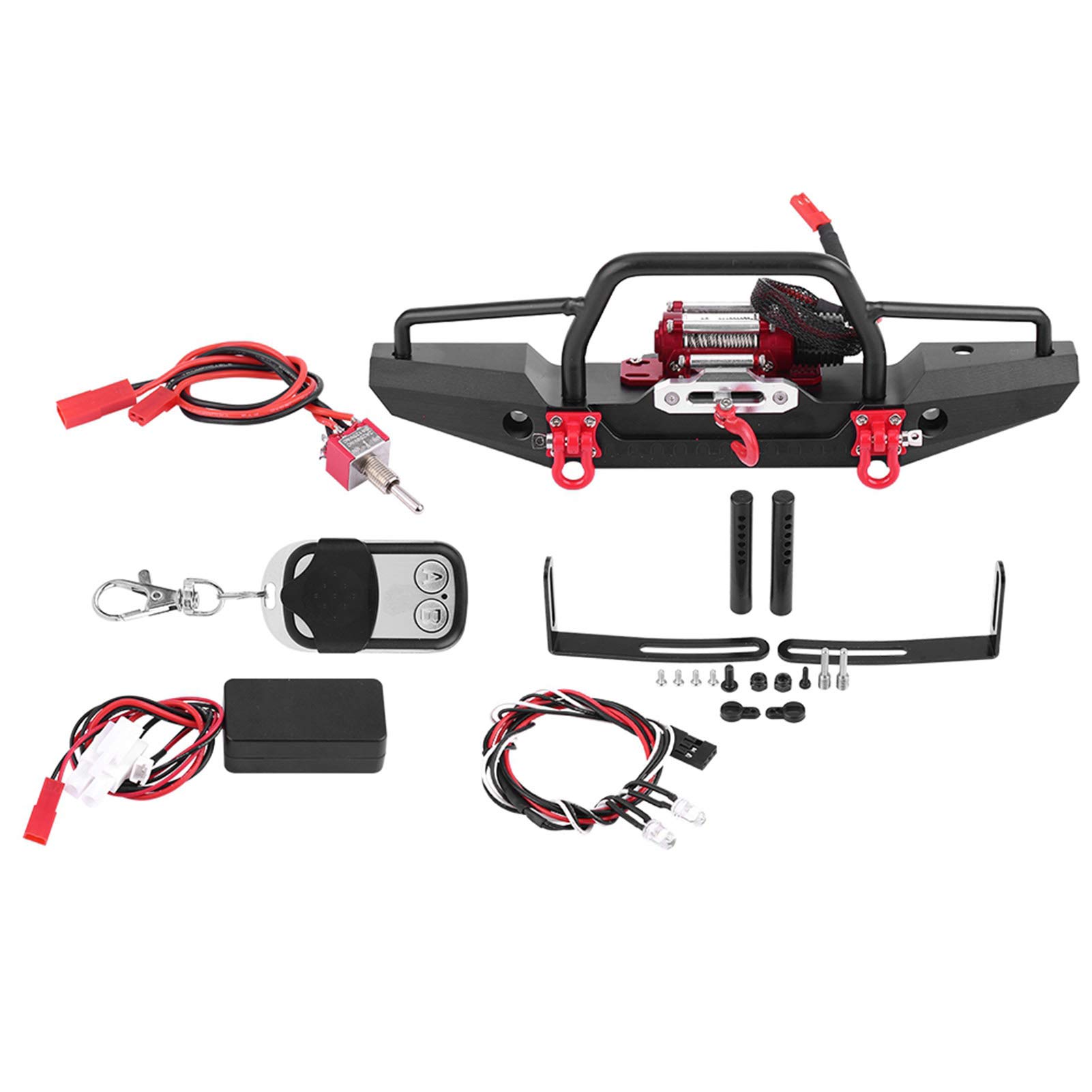 Yctze Aluminum Alloy Front Bumper with Winch, Upgrade Part for 1/18th Scale -4 RC Car Crawler, Accessory for High Trail Body Sport, SCX10 Bumpers, Demon Defender