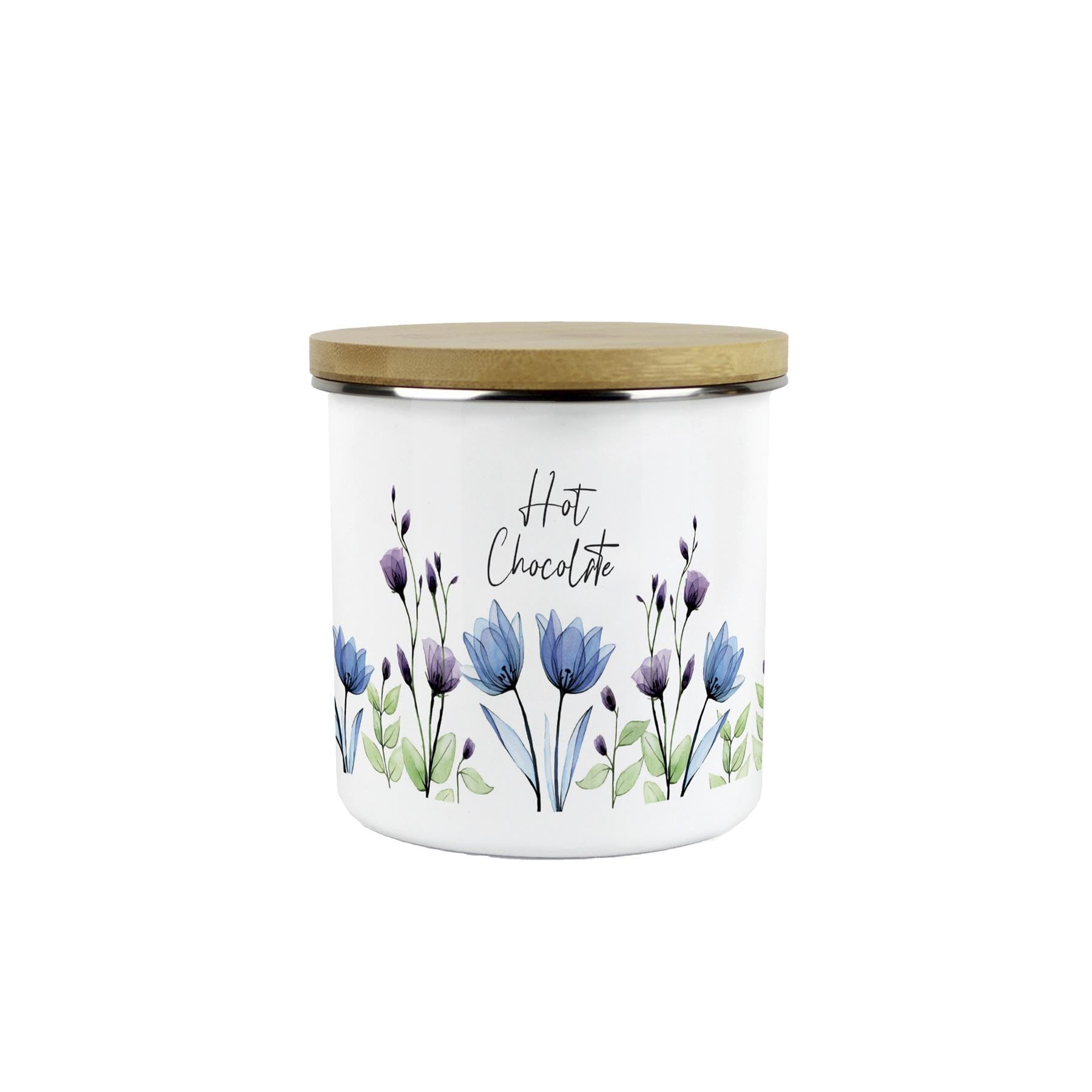 Blooming Lovely Hot Chocolate Canister - Purple Floral 600ml Kitchen Storage