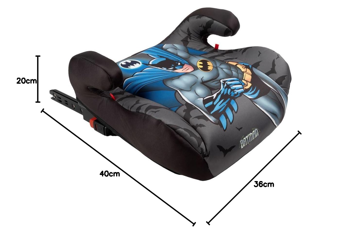 Siège de voiture ISOFIX Dc Comics Batman i-Size ECE R129 pour bébé, taille 125-150 cm, 22-36 kg, 6-12 ans, groupe 3, facile à transporter, amovible et lavable