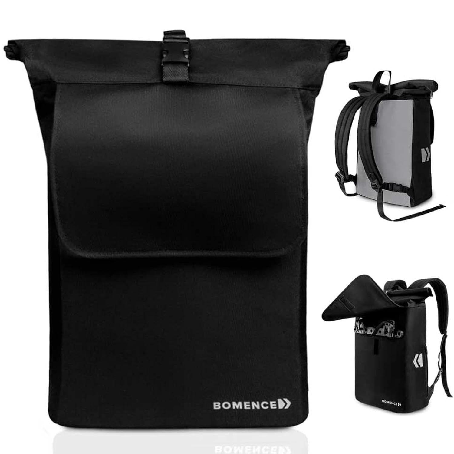 Bomence Fahrradtasche und Rucksack 2 in 1, Fahrradrucksack Gepäckträger, Gepäckträgertasche mit Rucksackfunktion, Radtasche Kombi (Schwarz)