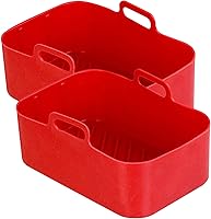 Vista 12 de Olla de silicona para freidora de aire Cesta rectangular reutilizable para freidora de aire, olla para hornear de alta temperatura, sartén