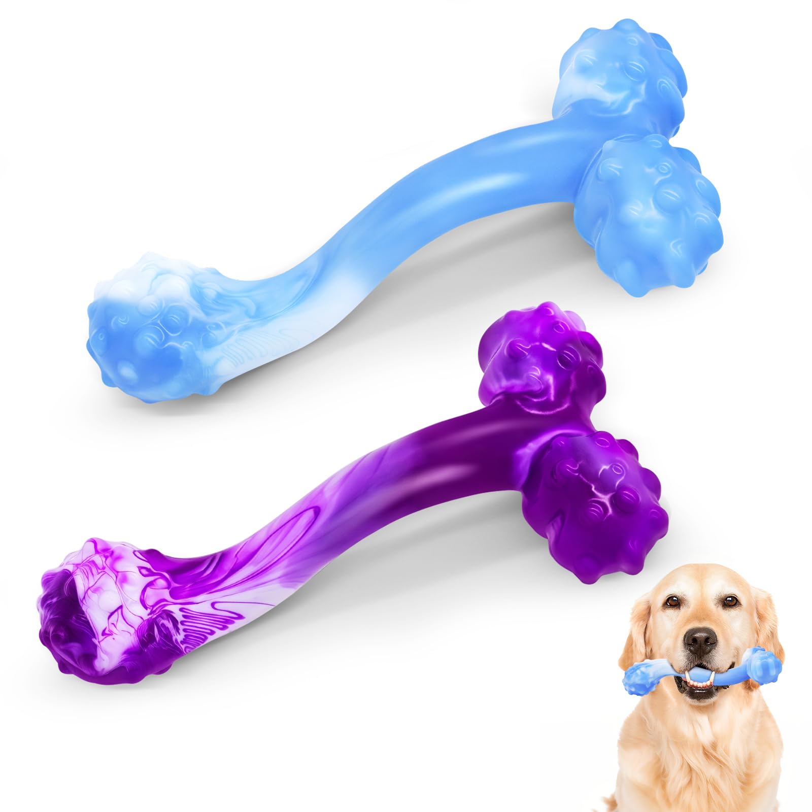 WinTour Indestructible Dog Bones for Aggressive Chewers, Tough Dog Toys for Aggressive Chewers, Durable Chew Toys for Medium &amp; Large Breed, Heavy Duty, Strong &amp; Indestructible Bones for Super Chewers