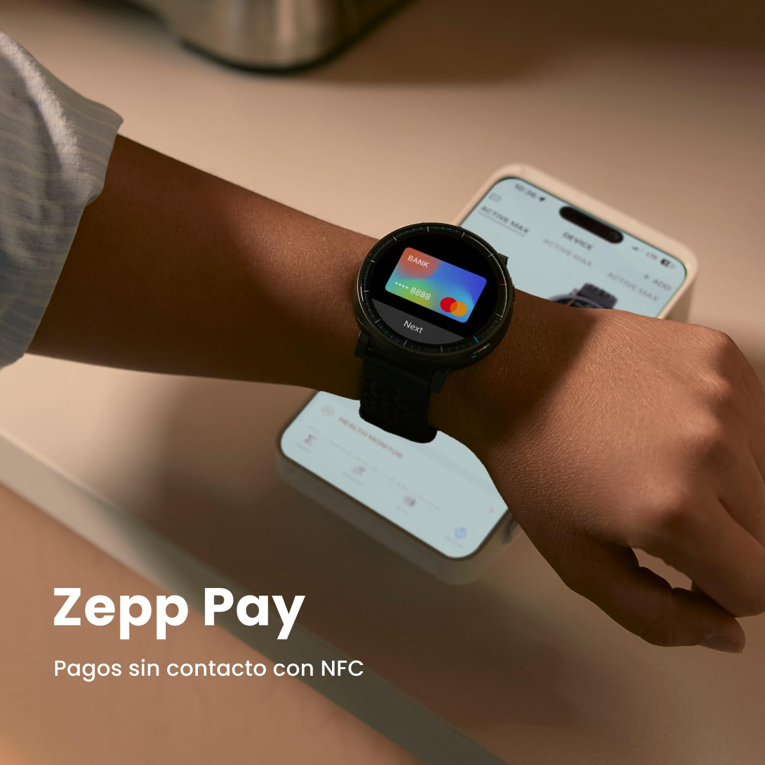 Amazfit Active MAX Reloj Inteligente 48mm, Pantalla AMOLED 1.5", Batería hasta 25 Días, Mapas, NFC, GPS, 170+ Deportes, Resistente al Agua, Ritmo Cardíaco y Sueño, Smartwatch para Android iPhone