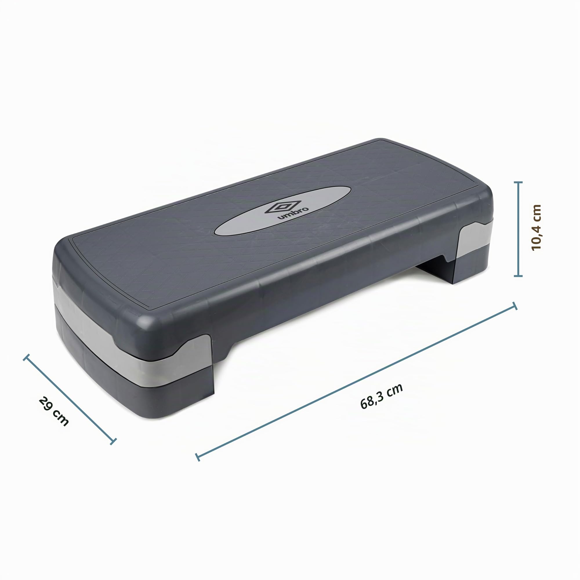 Umbro Step Fitness - Stepper Fitness Casa Regolabile in Altezza 10-15 cm - Step Pedana con Strato Antiscivolo - Mezzo Gradino - Piattaforma Step Aerobica - Grigio