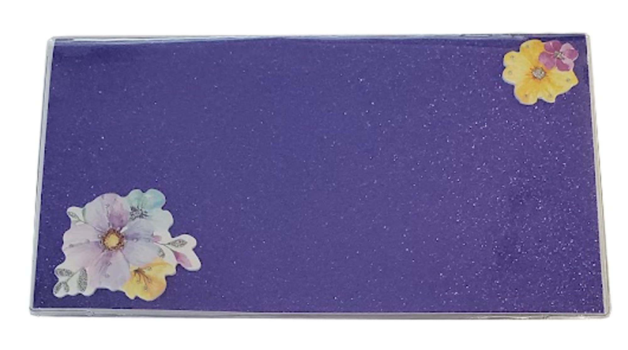 3 Year 2023 2024 2025 Bling Glitter Pocket Calendar Planner with Note Pad (Purple Flowers)