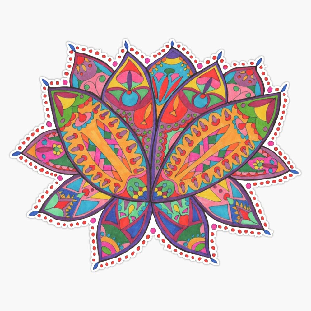 Bright and Colourful Lotus Flower Vinyl Waterproof Sticker Decal Car Laptop Wall Window Bumper Sticker 5"