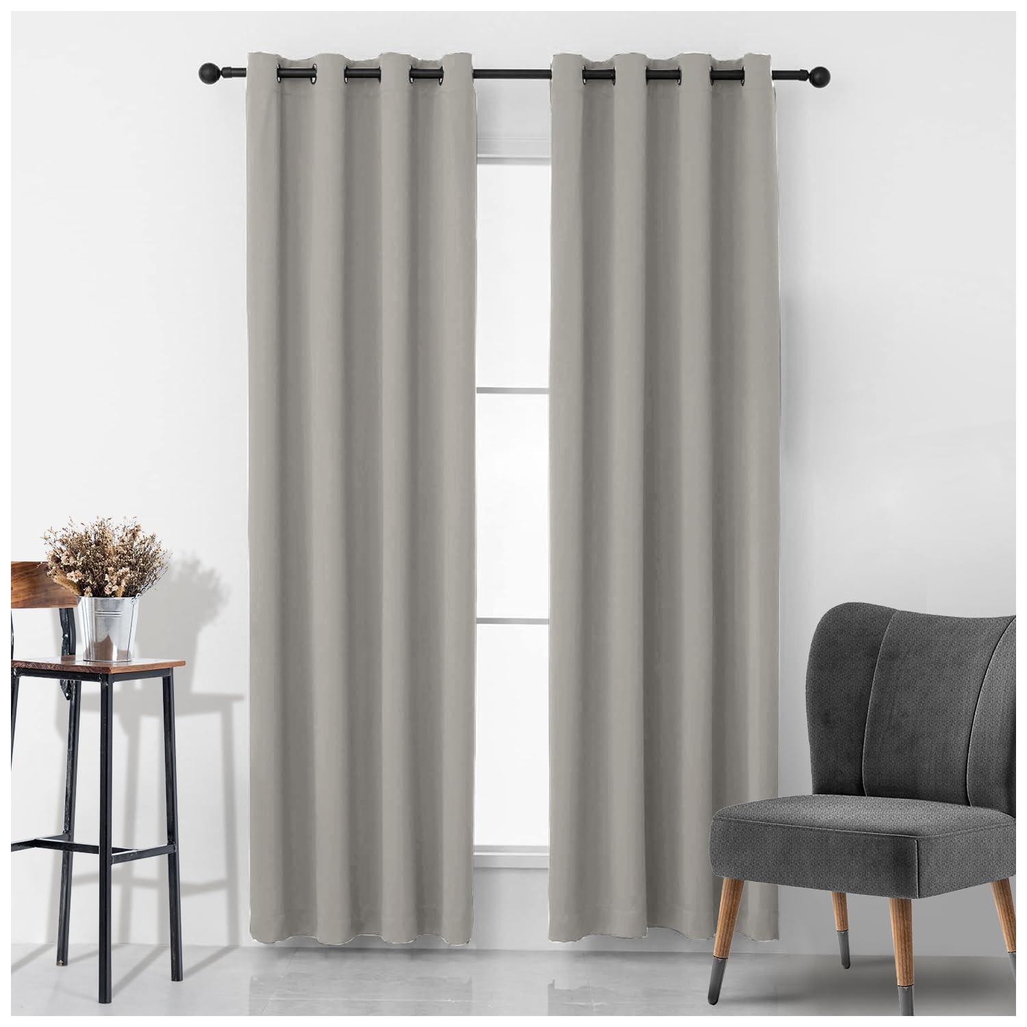 Gc Gaveno Cavailia Silver Elegant Faux Silk Curtains, Ring Top, 90X90 Inch
