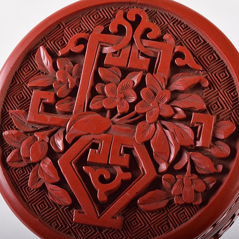 中国　剔紅　堆朱　内七宝　花文　香合　2点まとめて　D　R8207 中国 剔紅 堆朱 内七宝 花文 香合 2点まとめて D R8207 堆朱