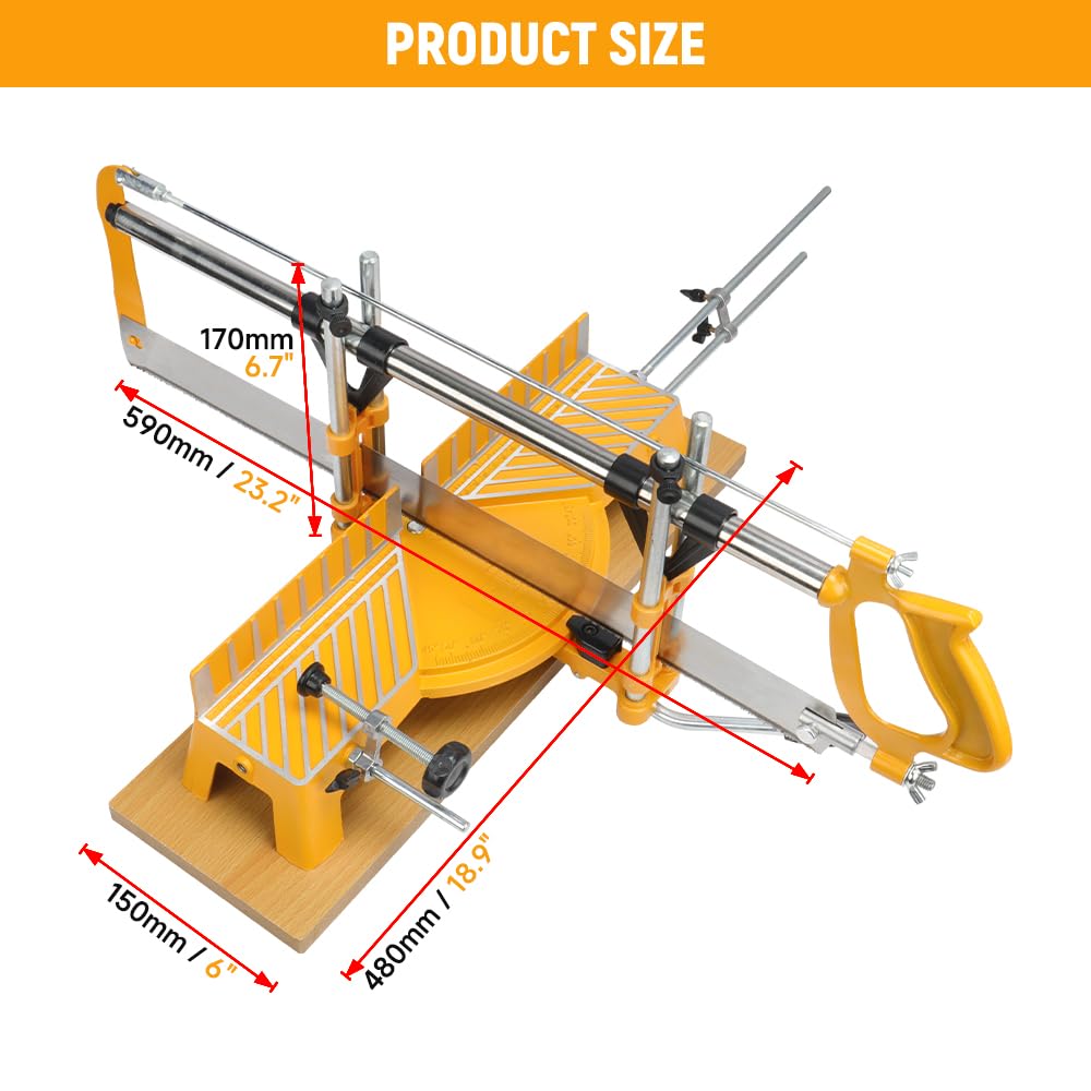 Hoteche Scie à onglet 550 mm - Support en alliage d'aluminium - Coupe 15-90 degrés - Hauteur de coupe maximale : 120 mm