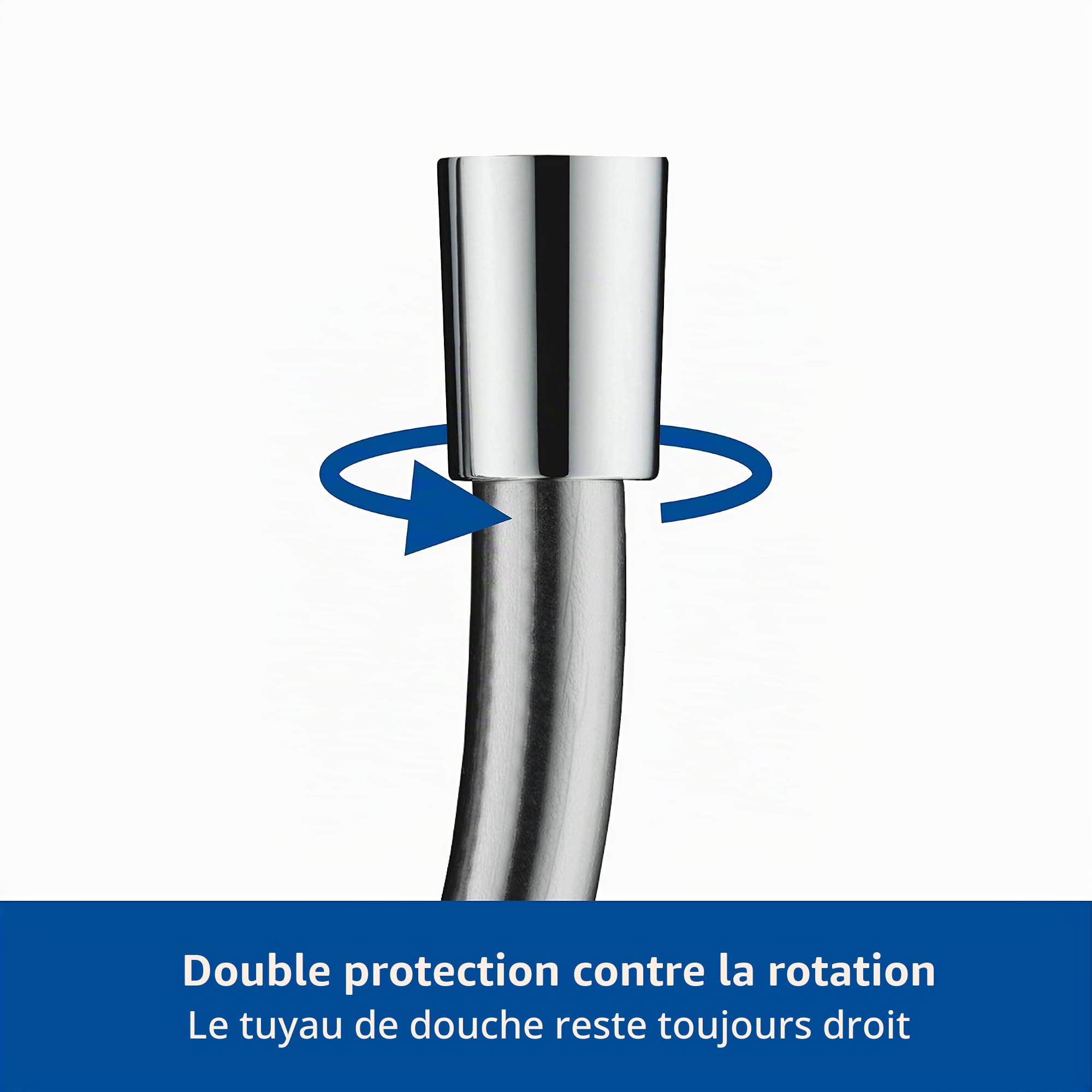 Duravit Universal flexible de douche, tuyau de douche 1,25 m avec protection contre la torsion, protection contre le pliage, anti-torsion, chromé