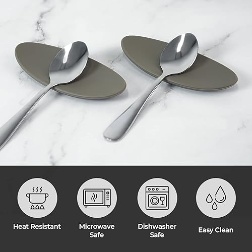 Miniatura 3 de Carrotez Soporte para cuchara de café de silicona, 2 piezas (0.2 x 1.6 x 3.74 pulgadas), soporte para cuchara flexible en forma de almendra para