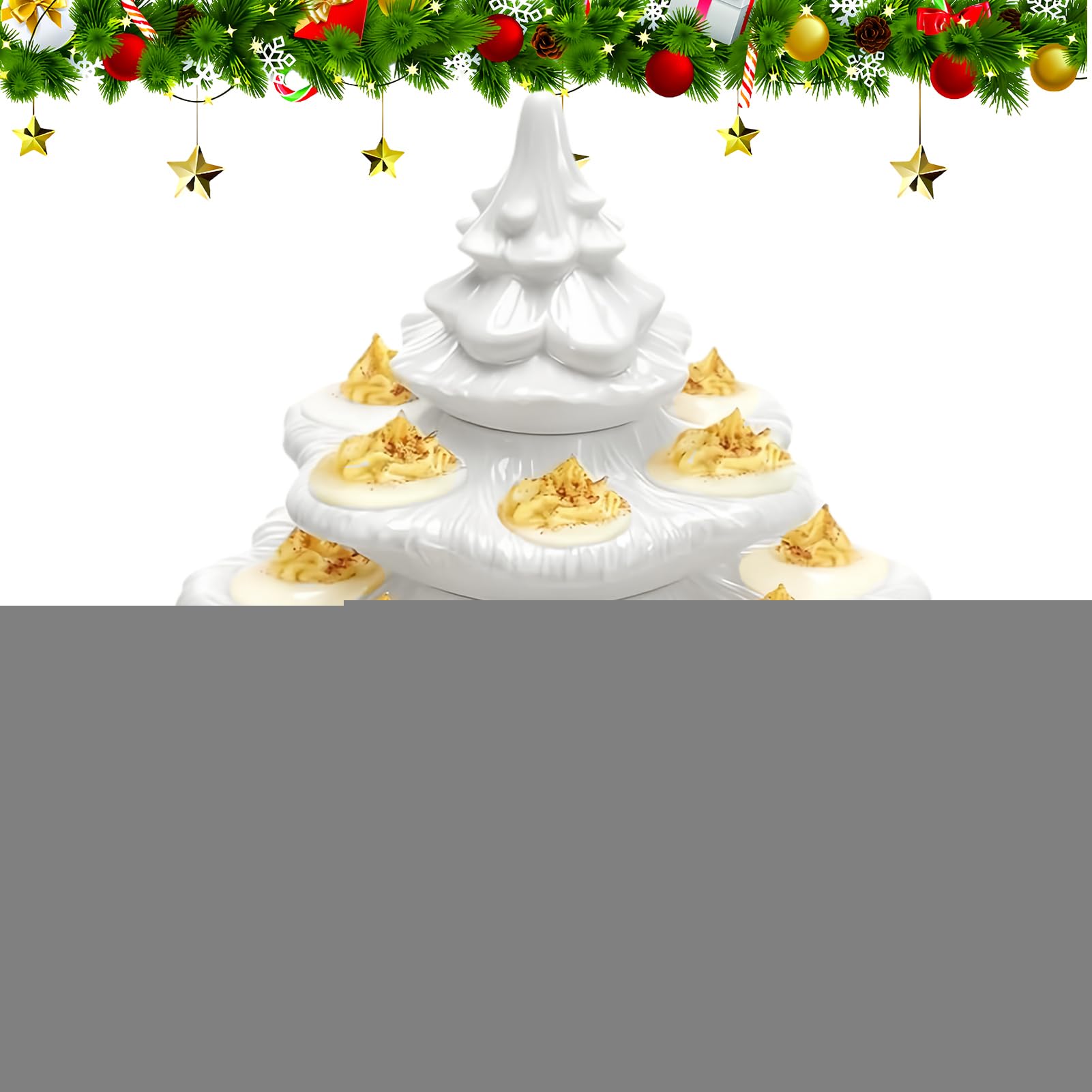 Assiette de service pour œufs et apéritif de Noël en polymère à 26 trous