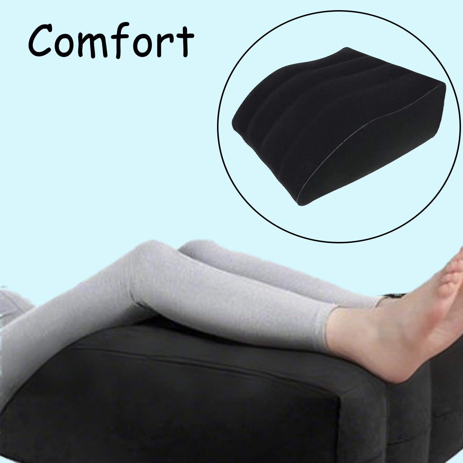 Cuscino per Gambe Gonfiabile, Cuneo per le Gambe per Dormire, per Migliorare la Circolazione e Ridurre il Gonfiore (Nero)