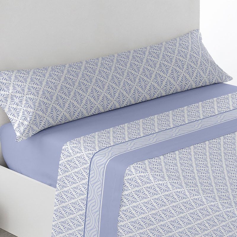 Rufino Díaz Juego Sábanas Pirineo Canos Invierno 3 Piezas - Azul, 90 cm