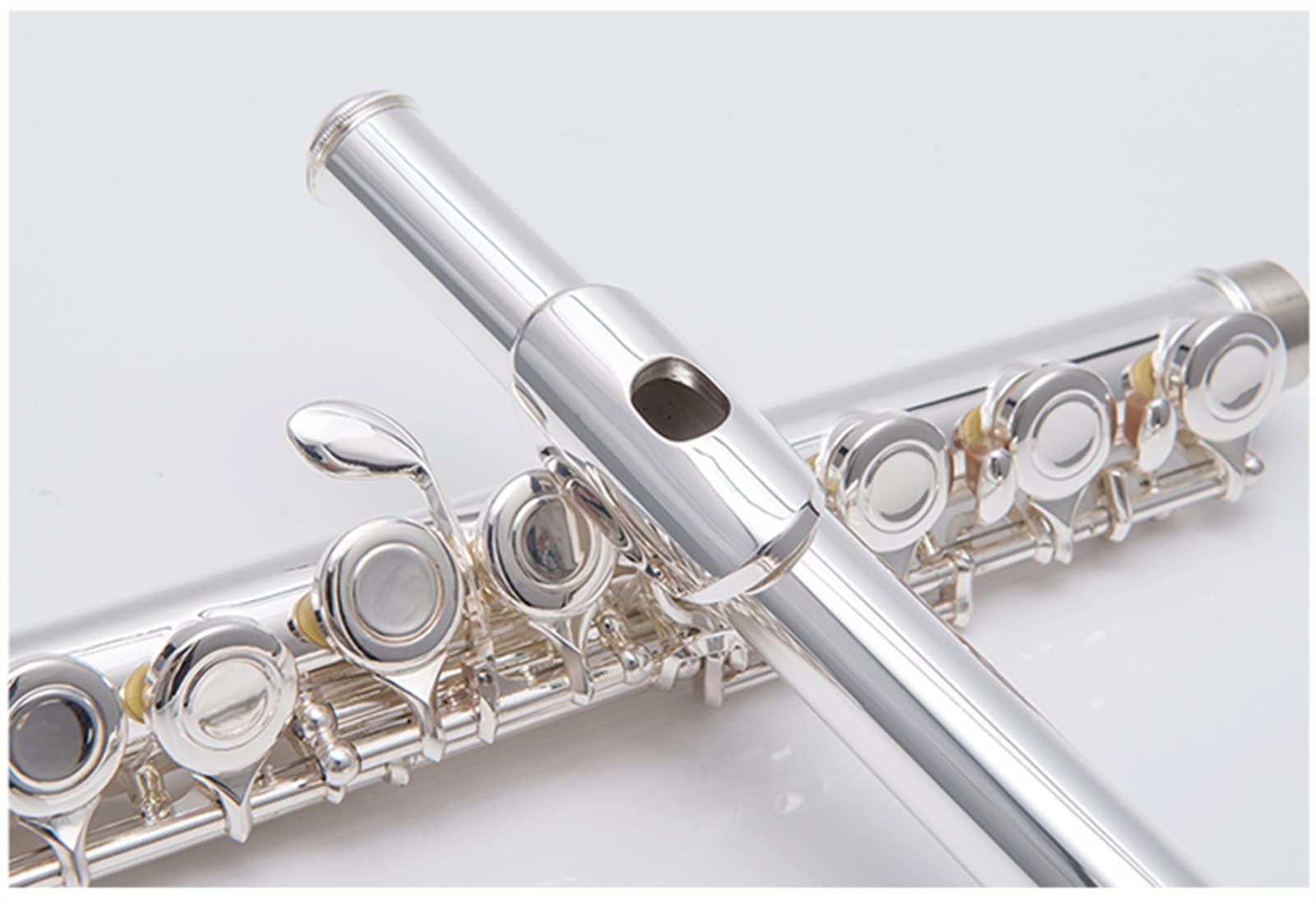 ZUZU Abrir/Cerrar Holón C Flautas 16 Llaves Plateado Plateado Flauta Conjunto De Instrumentos Musicales con Estuche De Flauta Herramienta De Limpieza Kit Flauta