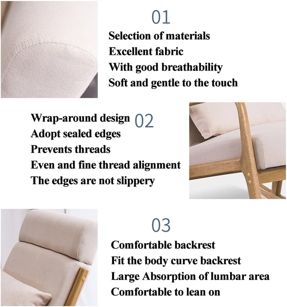 Sofa Nursery Rocking Chairs, Recliner, Wooden Armchair, Mid-Century Nursery Rocking Armchair, for Home Living Room Leisure Sofa Rocking Chair (Dark Blue 82.5cm*66cm*71cm)