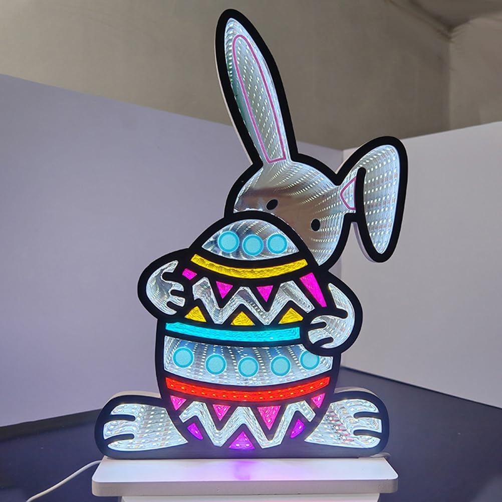 Wielkanocny królik Lampka LED Night Light dla dzieci i dorosłych z kablem USB Rabbit Easter Tunnel Mirror Signs Dekoracje z królikami Pokój dziecięcy dla dziewczynek Prezenty dla kobiet