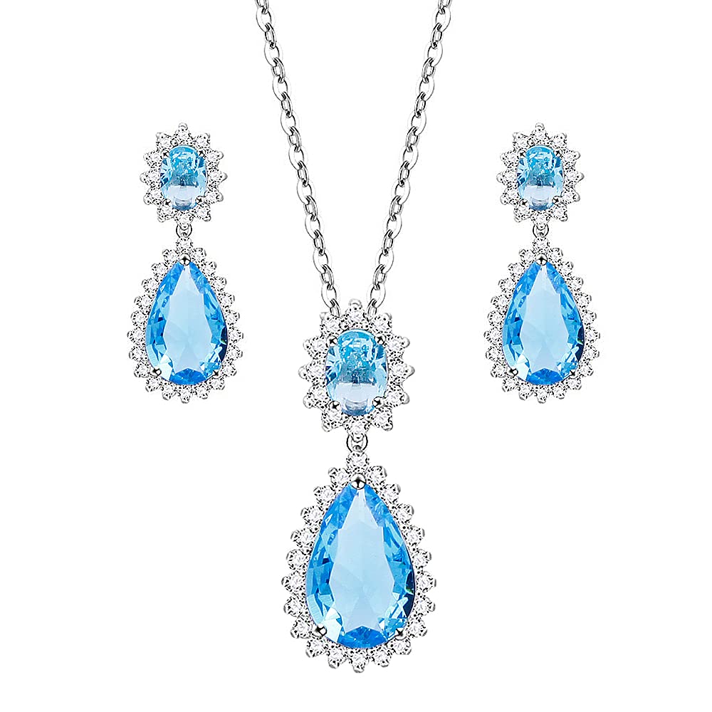 LavenciousTeardrop Dangle Necklace & Earring Sets for Women Trendy AAA Cubic Zirconia for Women