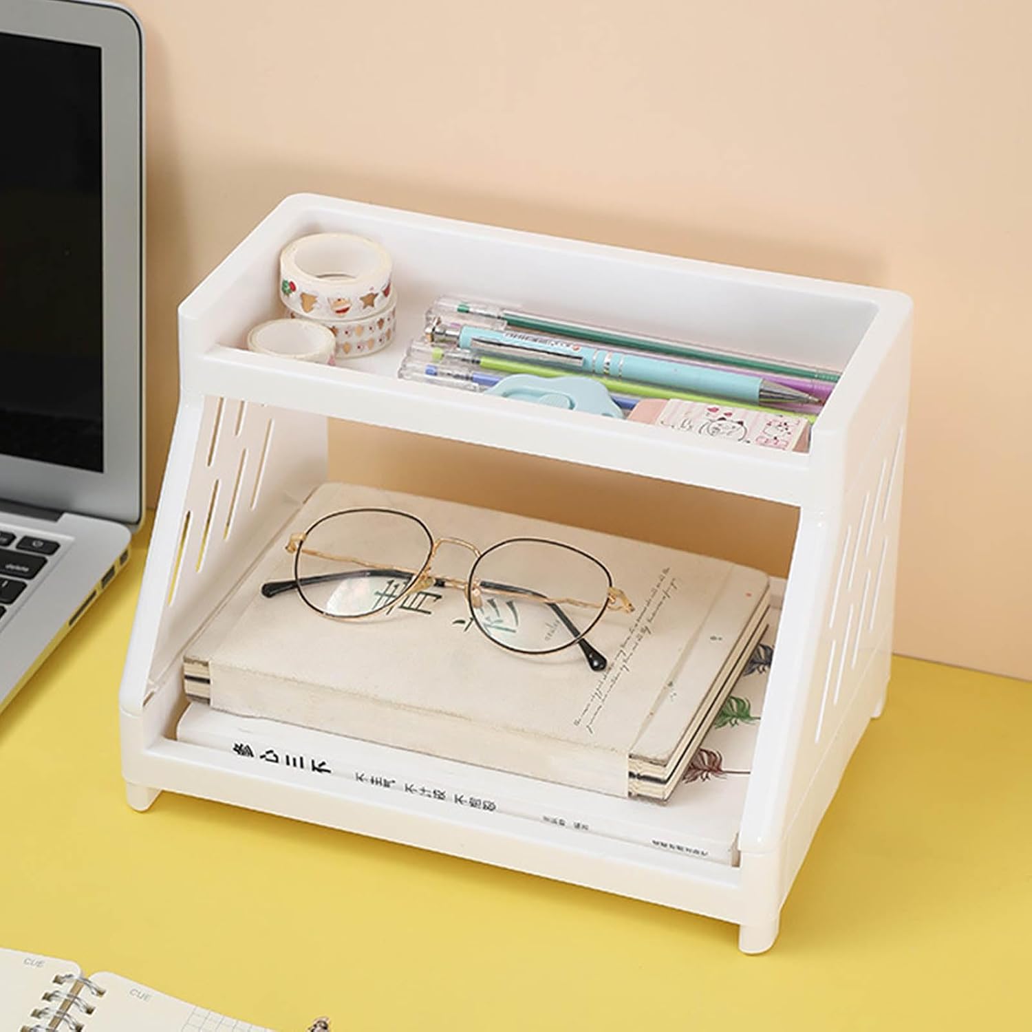 2 Tier Desktop Storage Rack Cute Hollow Cat Cosmetics Jewelry Organizer for Kitchen Desk Office Plastic