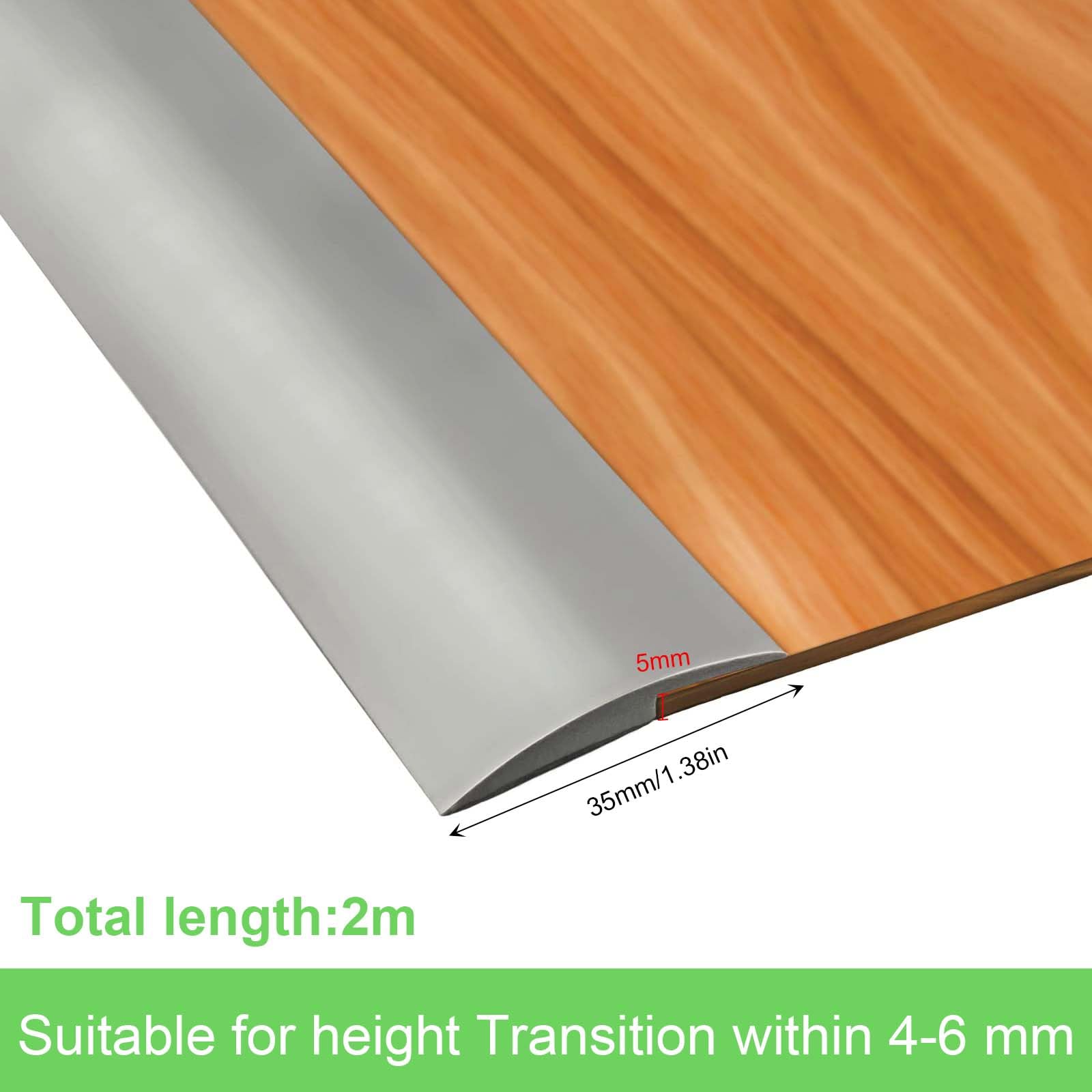 Barre de Seuil Adhesive, 2m Seuil de Porte Adhesif, Bande de Bordure Moquette Multiniveau de Porte de Sol en Caoutchouc PVC, Profilé de Transition, Convient pour Une Pente de Seuil de 5 mm