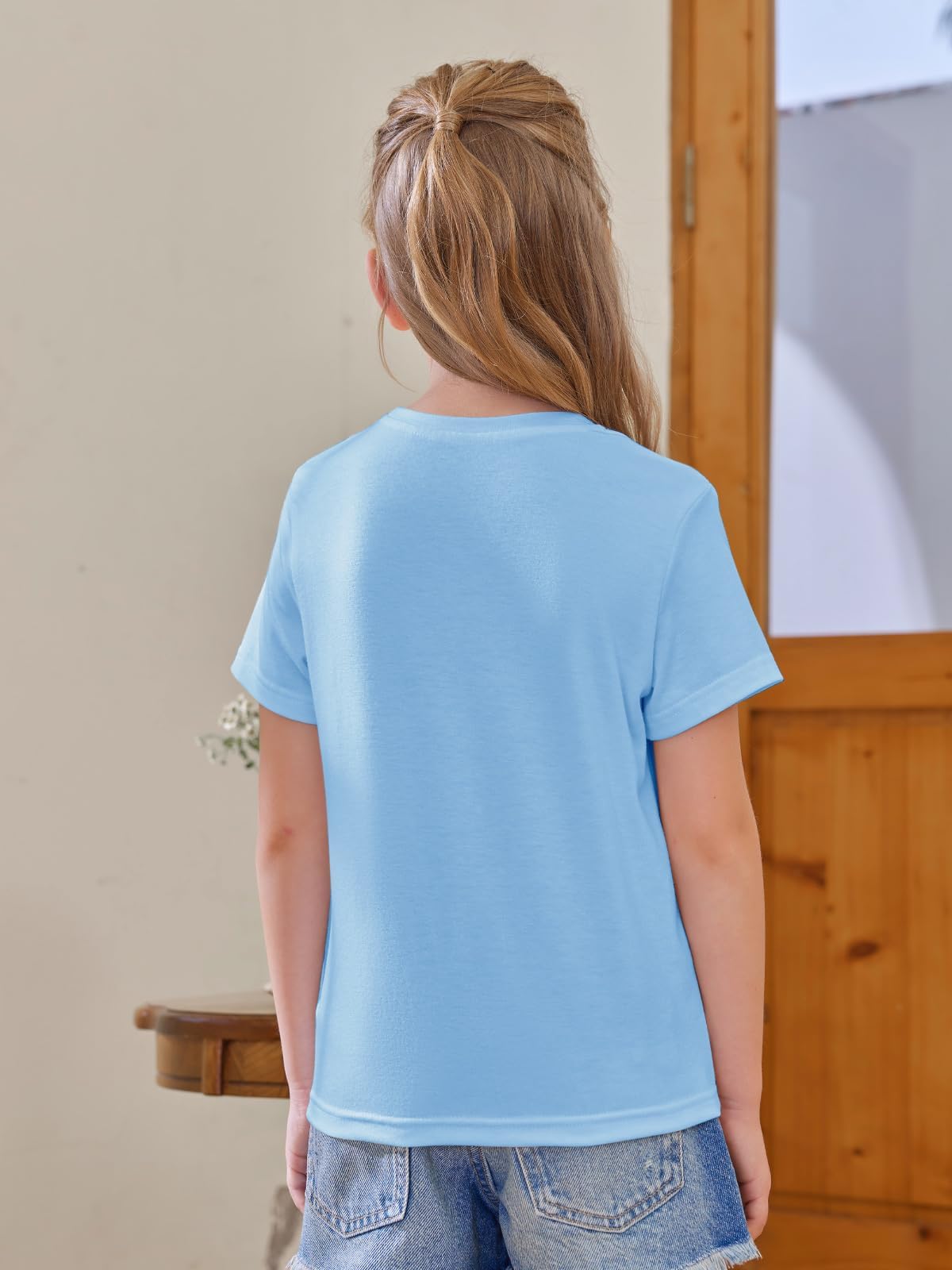 Haloumoning Camisetas de manga corta para niña, camisetas de verano, cuello redondo, informal, camisetas de gran tamaño — view 6