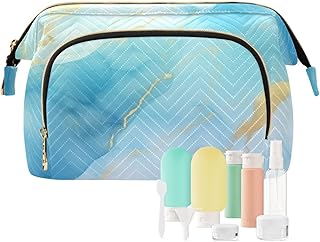 Kigai Abstract Marble Blue Makeup Bag Cosmeti...