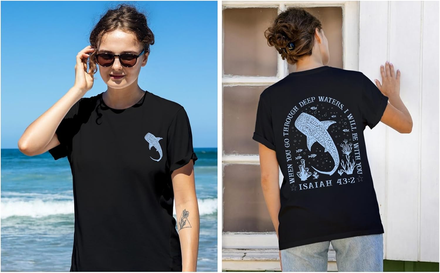 Whale Shark Shirt Whale Ocean T-Shirt When You Go Through Deep Waters Whale Shirt Christian Shirts for Women Men - Image 3