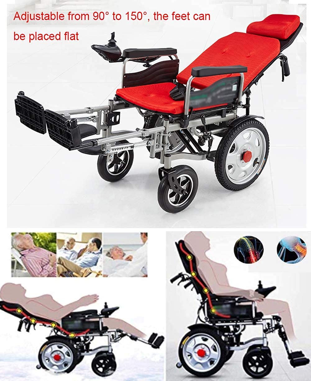 Silla de ruedas eléctrica plegable y ligera con reposacabezas, silla de ruedas motorizada portátil para adultos y personas mayores, ayuda de movilidad cómoda para viajes y uso diario