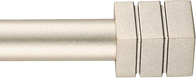 Curtain Poles Extendable Curtain Pole Set 90-120cm, Champagne colour, Cube Finials, Adjustable Single Curtain Rods No cutting Easy to Install