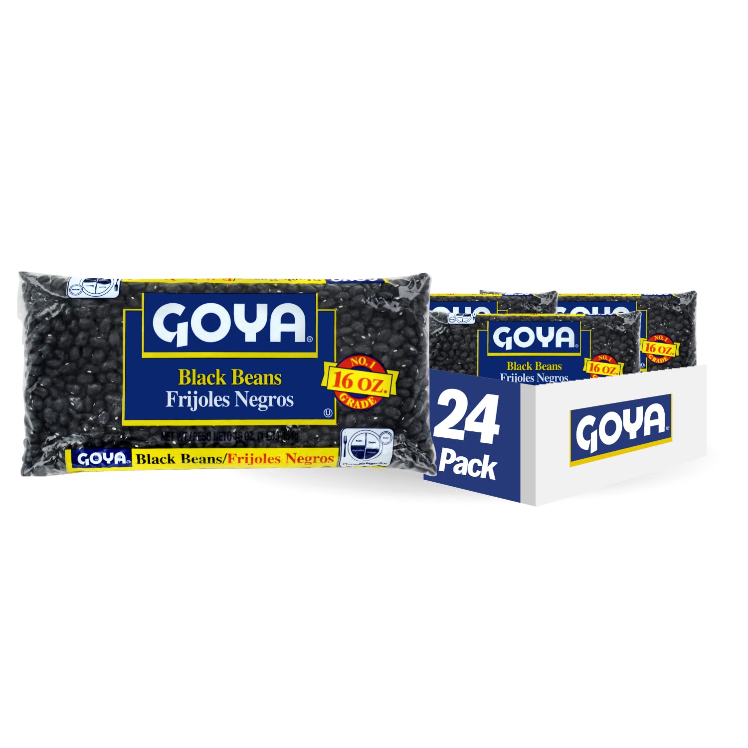 Goya Foods Black Beans, Dry, 16 Ounce (Pack of 24)