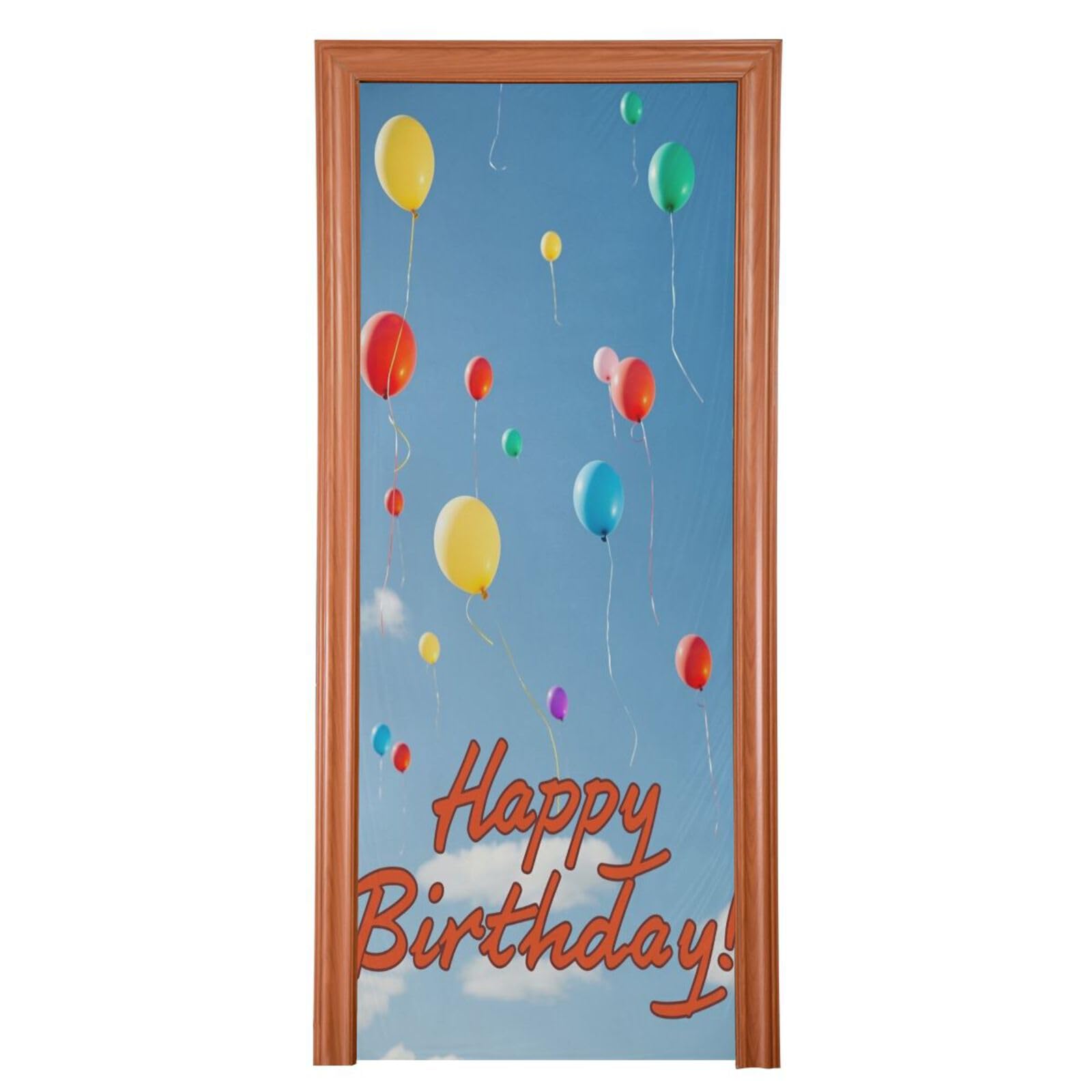 FLildon Birthday Theme Sky Balloons Door Cover Decoration, Party Accessory Porch Decor for Festive Ornament Room Door Covers 35 x 79 Inch