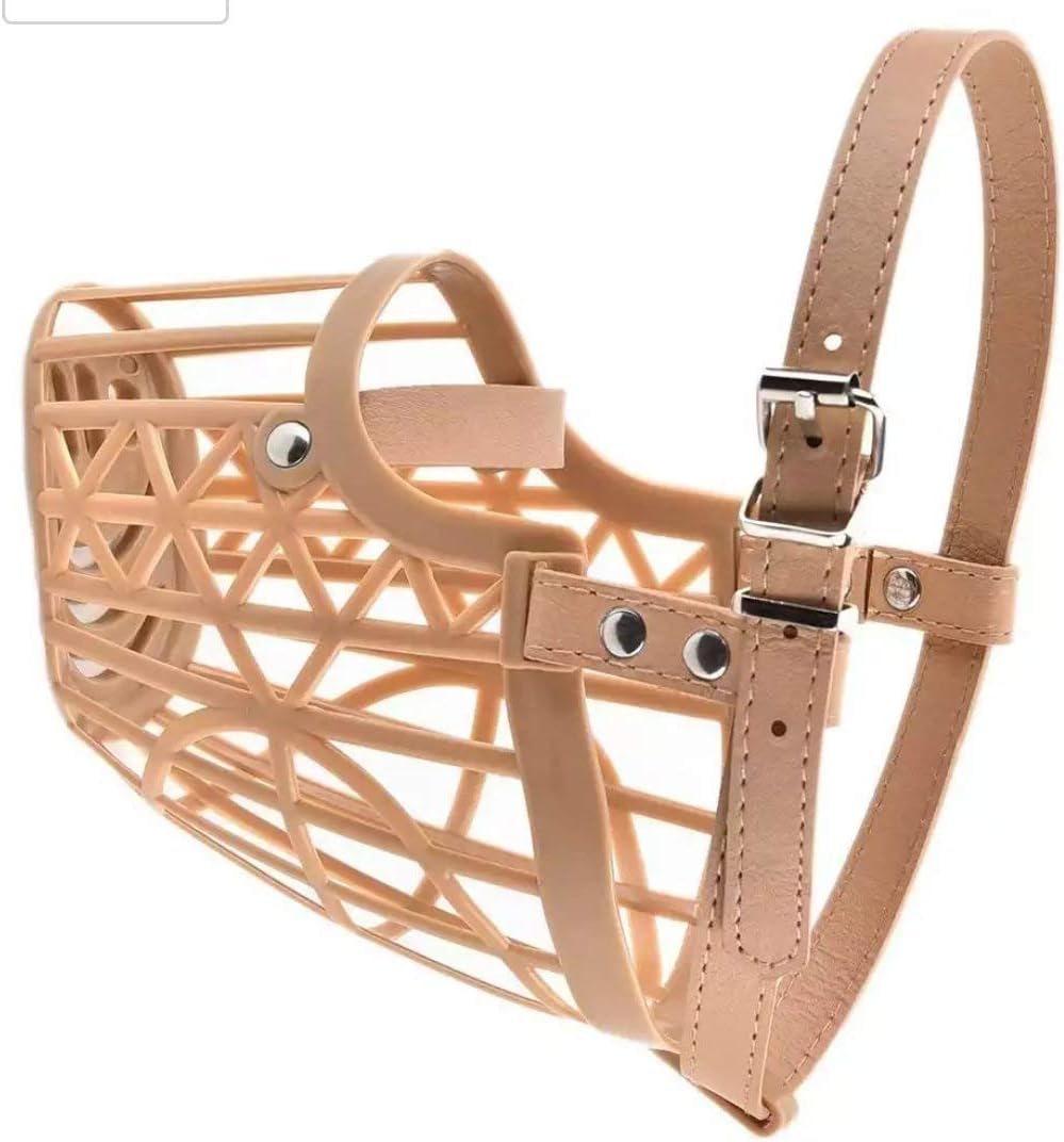 Pooch Box Adjustable Muzzle Cum Mouth Cover/Basket Cage Collar for Dog for Extra Care - Medium N0.3