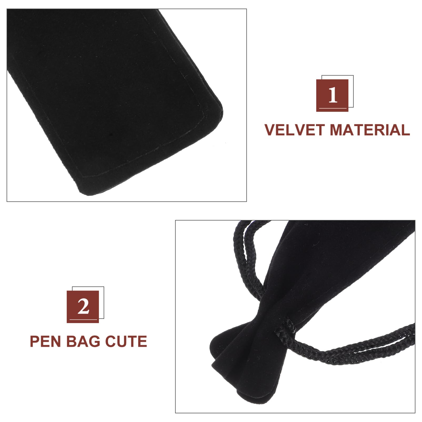 100 Unidades de Bolsas para Bolígrafos de Terciopelo Negro, Estuche Protector Clásico y Conveniente para Bolígrafos y Artículos de Papelería en Escuela y Estudio