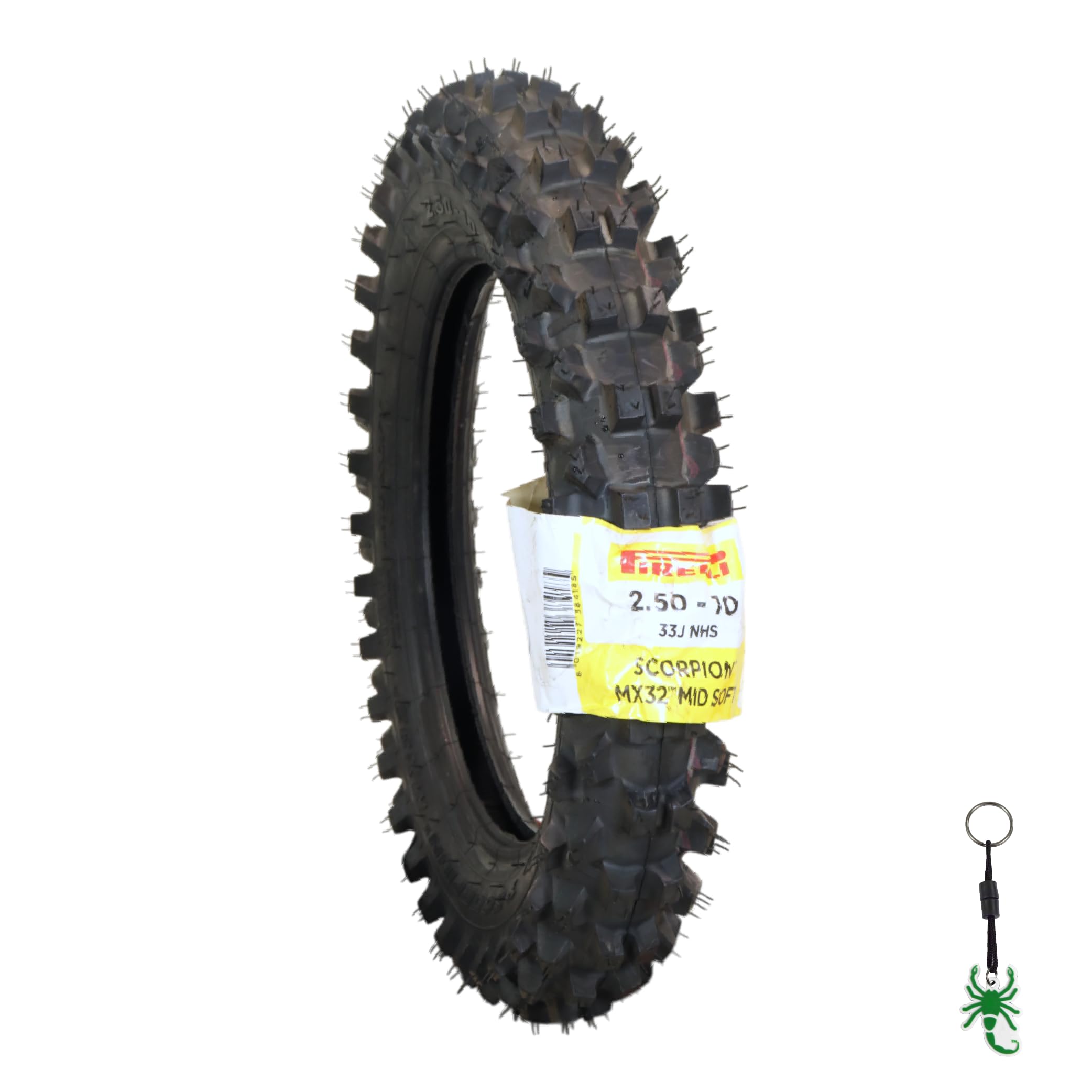 Pirelli Scorpion MX32 Mid Soft Dirt Bike Front/Rear Motocross Tube Type Tire with Keychain (2.5-10 Front/Rear)