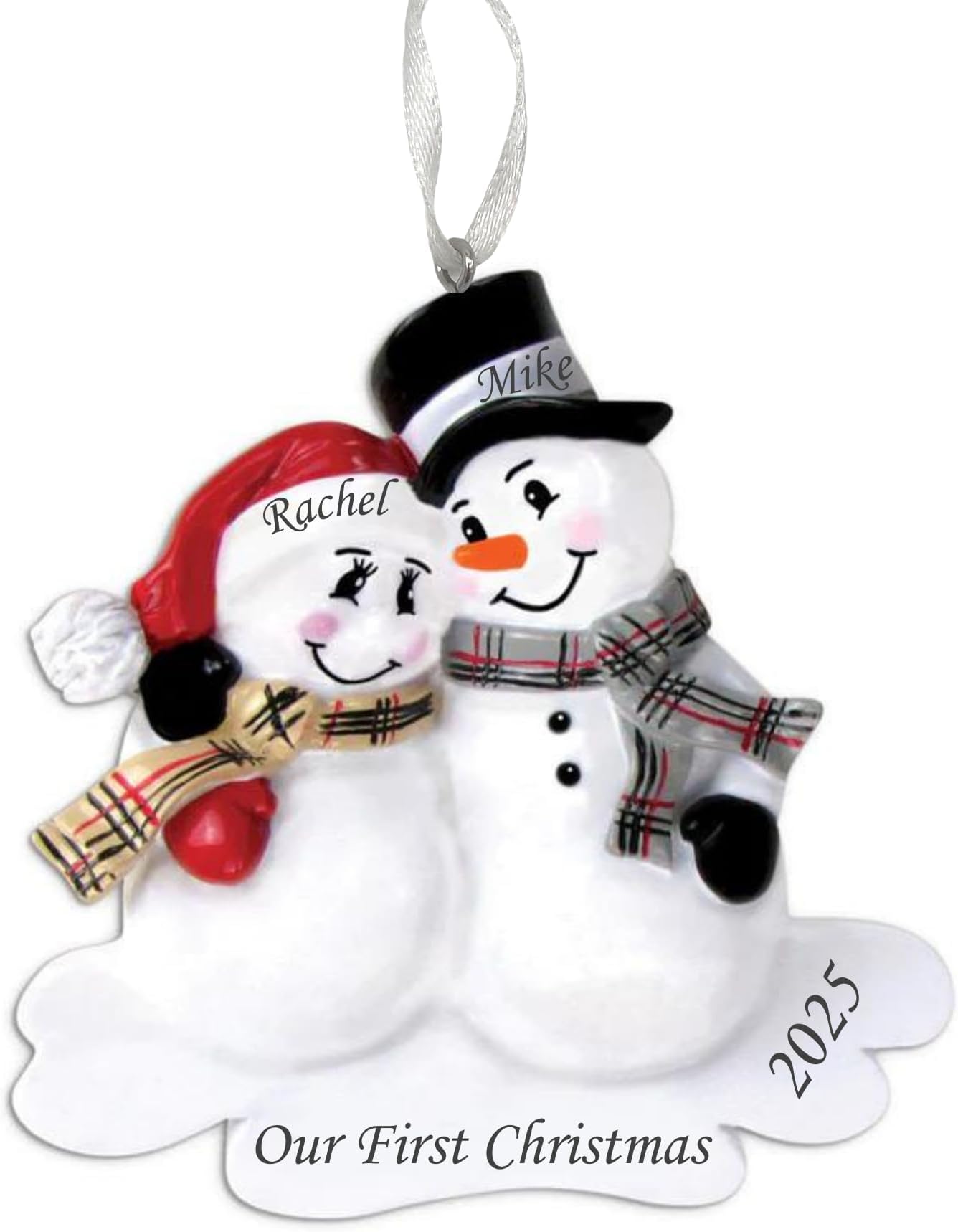 2025 Couple Personalized Christmas Ornament โ Custom Gift for Couples, Newlyweds, Married & Engaged Partners โ Engraved Decoration for First Christmas Together (Snowman Couple)