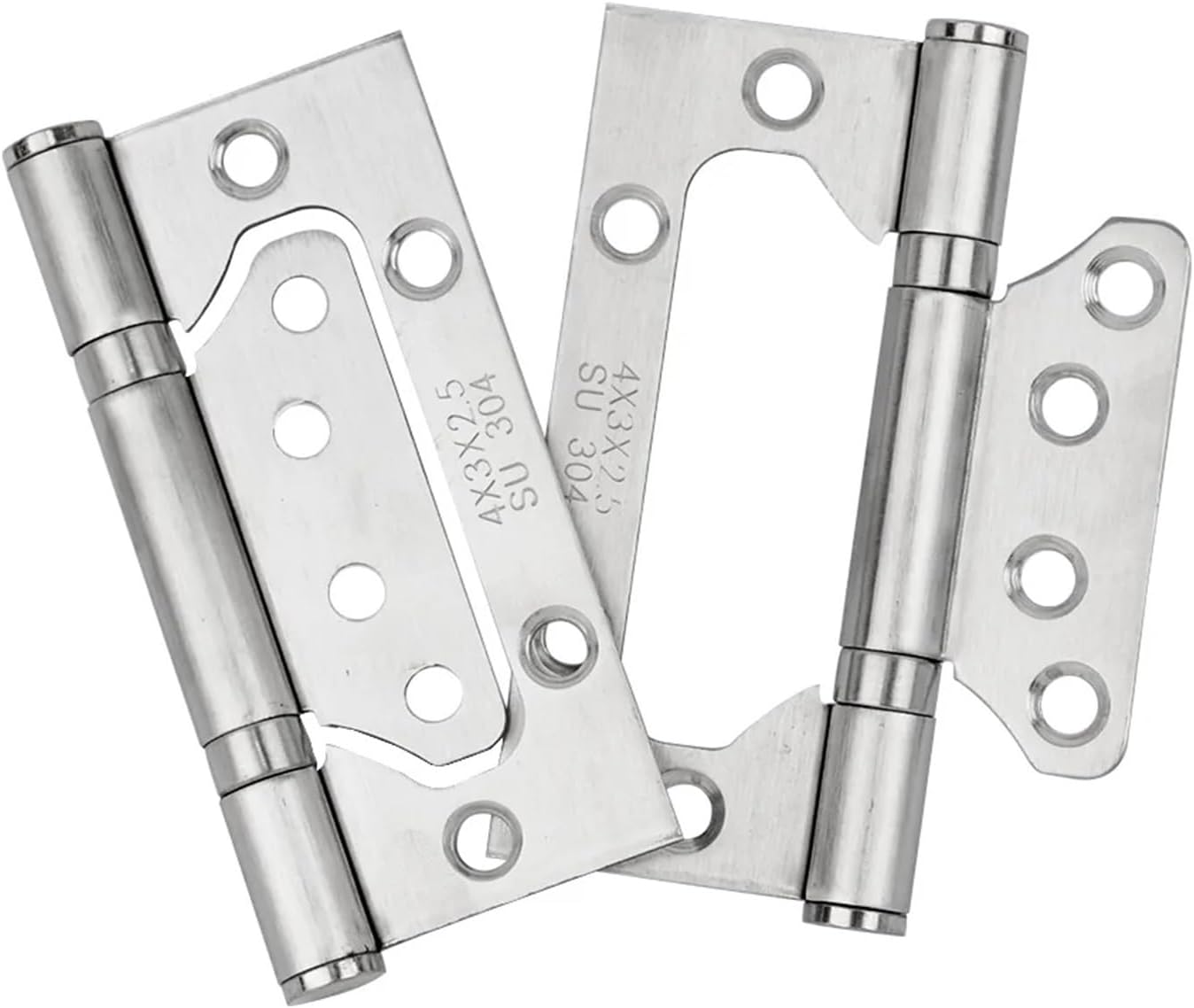 2 Pcs (1 Pair) Room Door Hinges, Furniture Accessories Free Slotted Hinge Thickened Silent 304 Stainless Steel Mother 4 Inch