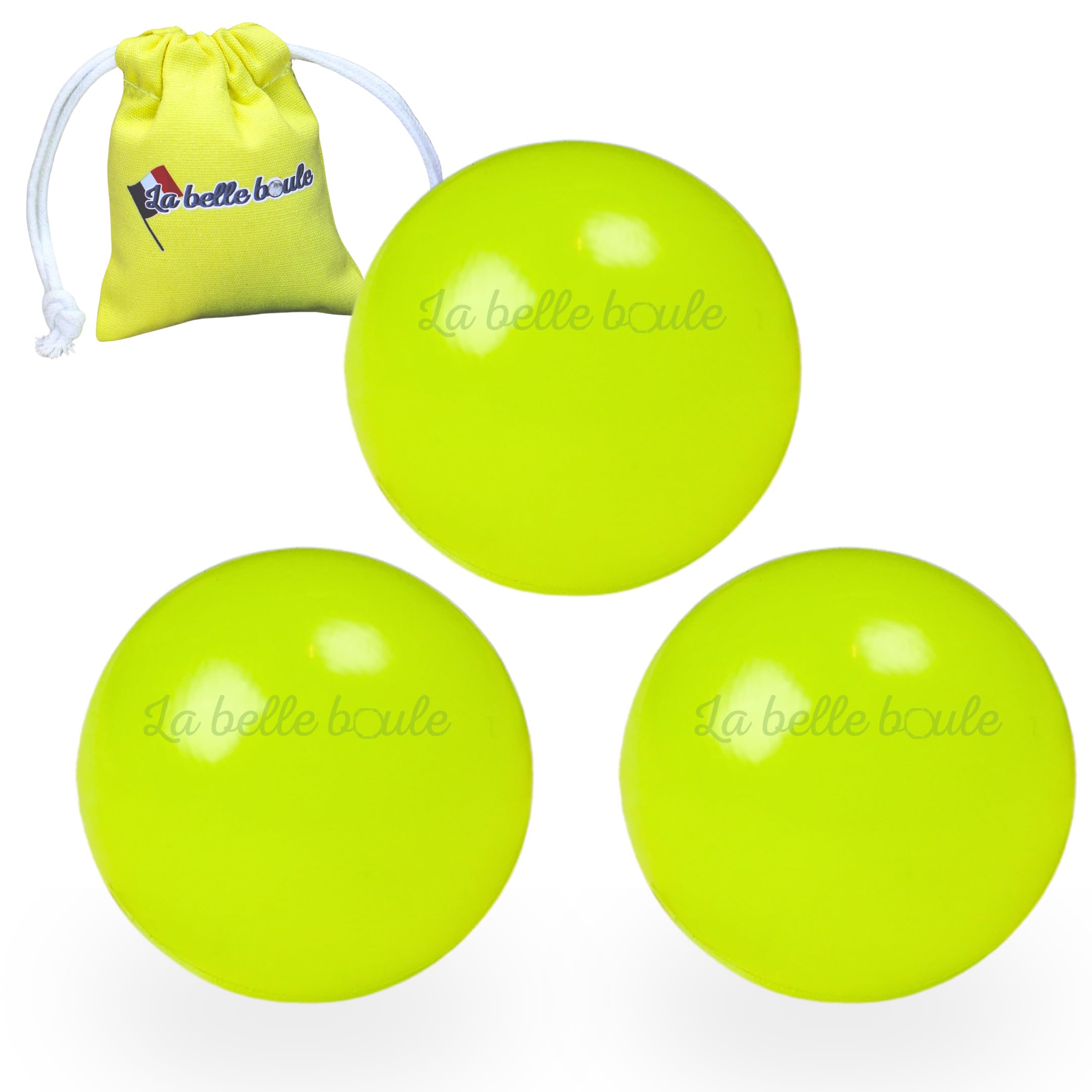 La belle boule® | 3 Cochonnets fluorescents en Résine Haute Visibilité pour Pétanque + Pochette – Boule de Pétanque, Cochonnet Lumineux, Accessoire Pétanque Intérieur ou Extérieur