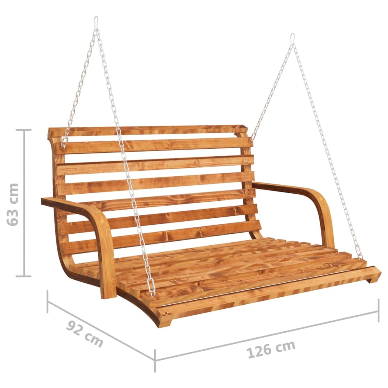 Banco Columpio Madera Curvada con Acabado de Teca, Columpio Jardin Exterior, Balancin Jardin Exterior, Muebles Jardin Exterior, Balancin Balcon, 126x92x63 cm