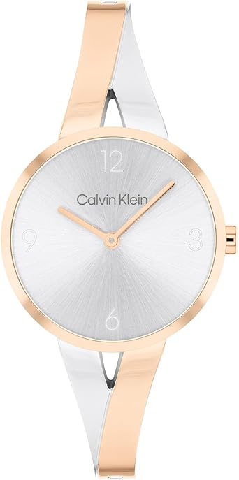 Calvin Klein Two Hand Quartz Movement Watch for Women Joyful Collection with Two-Tone Stainless Steel Bangle Bracelet - 25100028 : Amazon.co.uk: Fashion