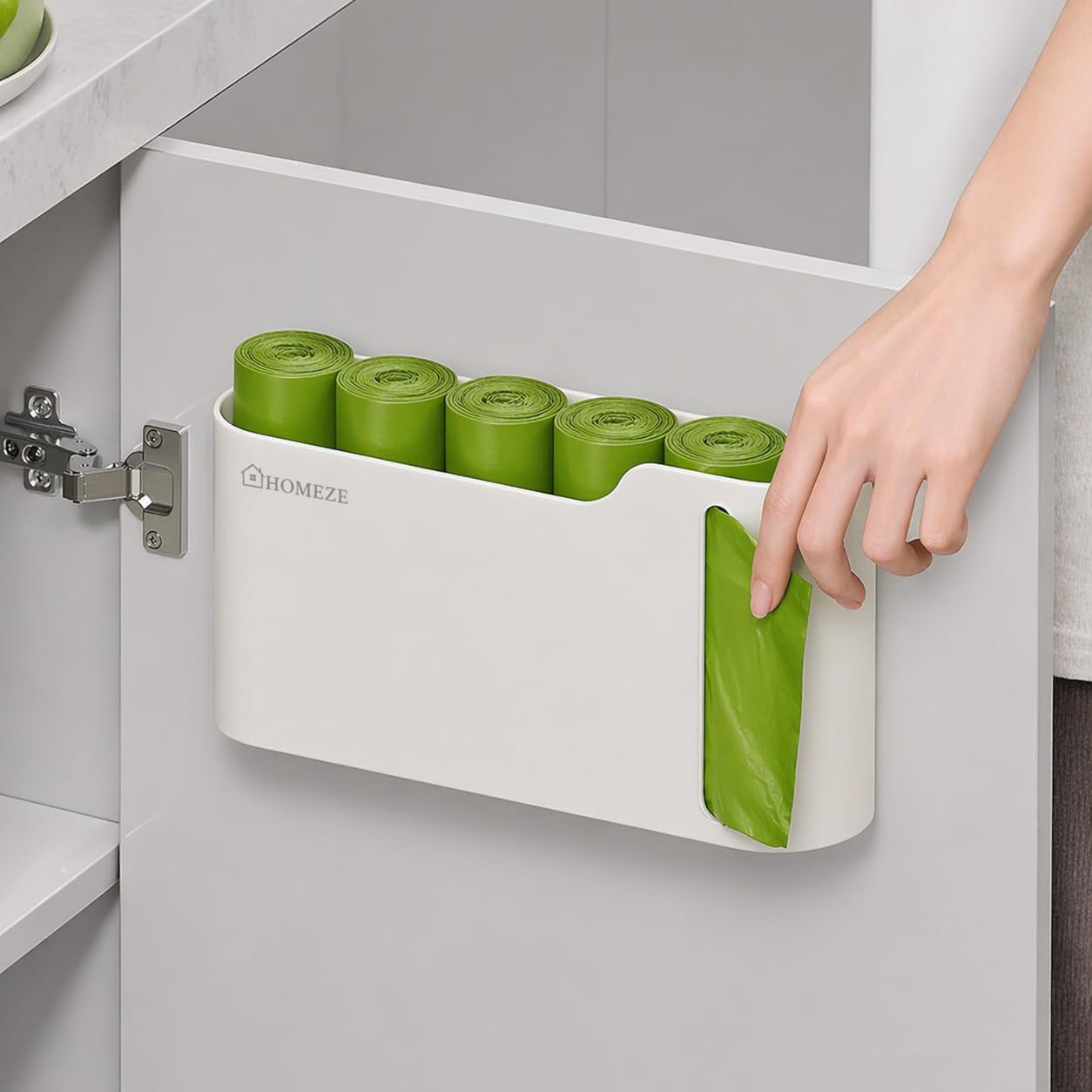 Wall-Mounted Garbage Bag Dispenser | Punch-Free No-Drill Trash Bag Storage Organizer for Kitchen, Bathroom & Office | Space-Saving Refillable Waste Bag Holder Box (Durable & Compact Design)-image-26