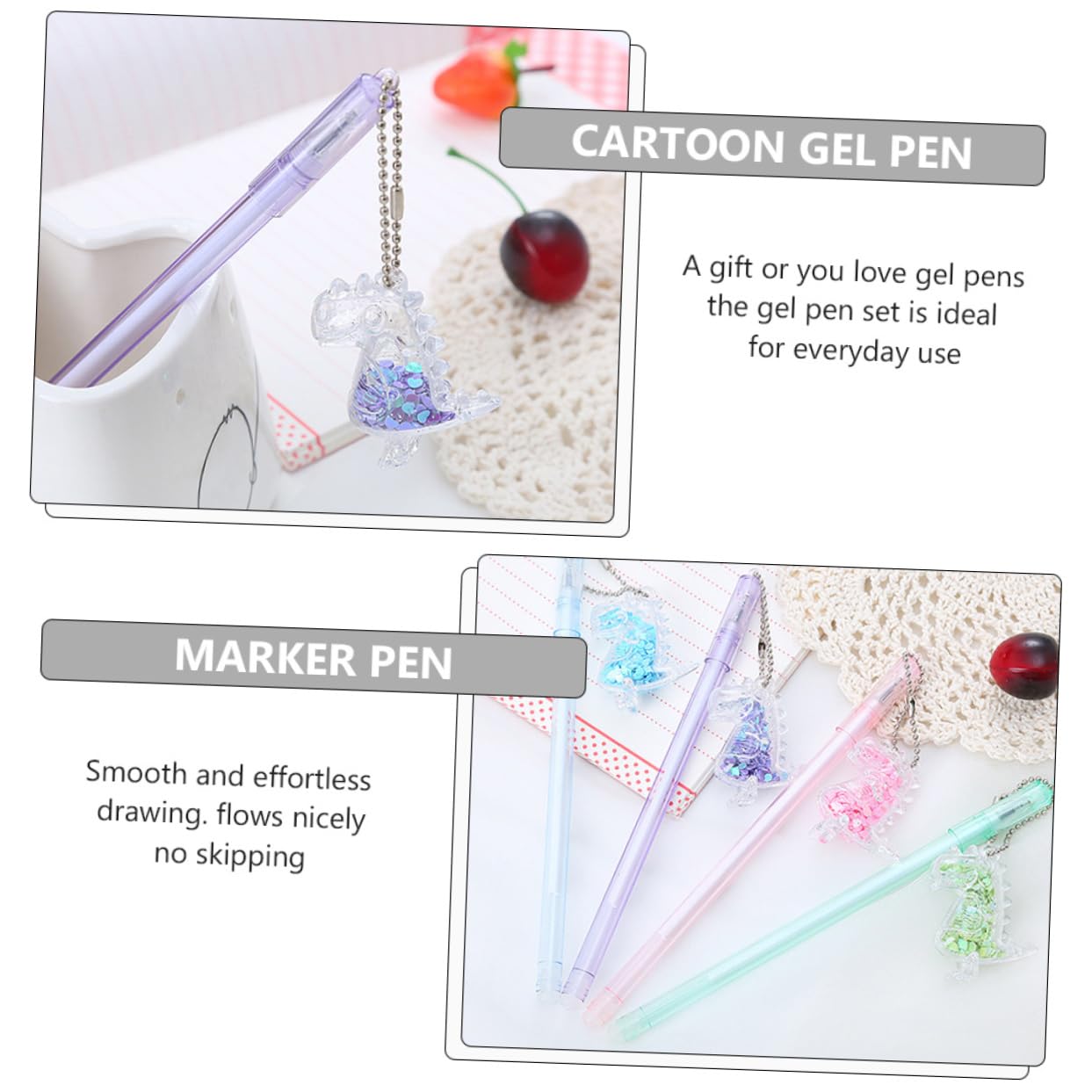 Ciieeo Lot De 3 Stylos À Encre Gel Avec Pendentif Dinosaure Adorable Écriture Fluide Pour Étudiants Garçons Et Filles 10 Pièces X 3
