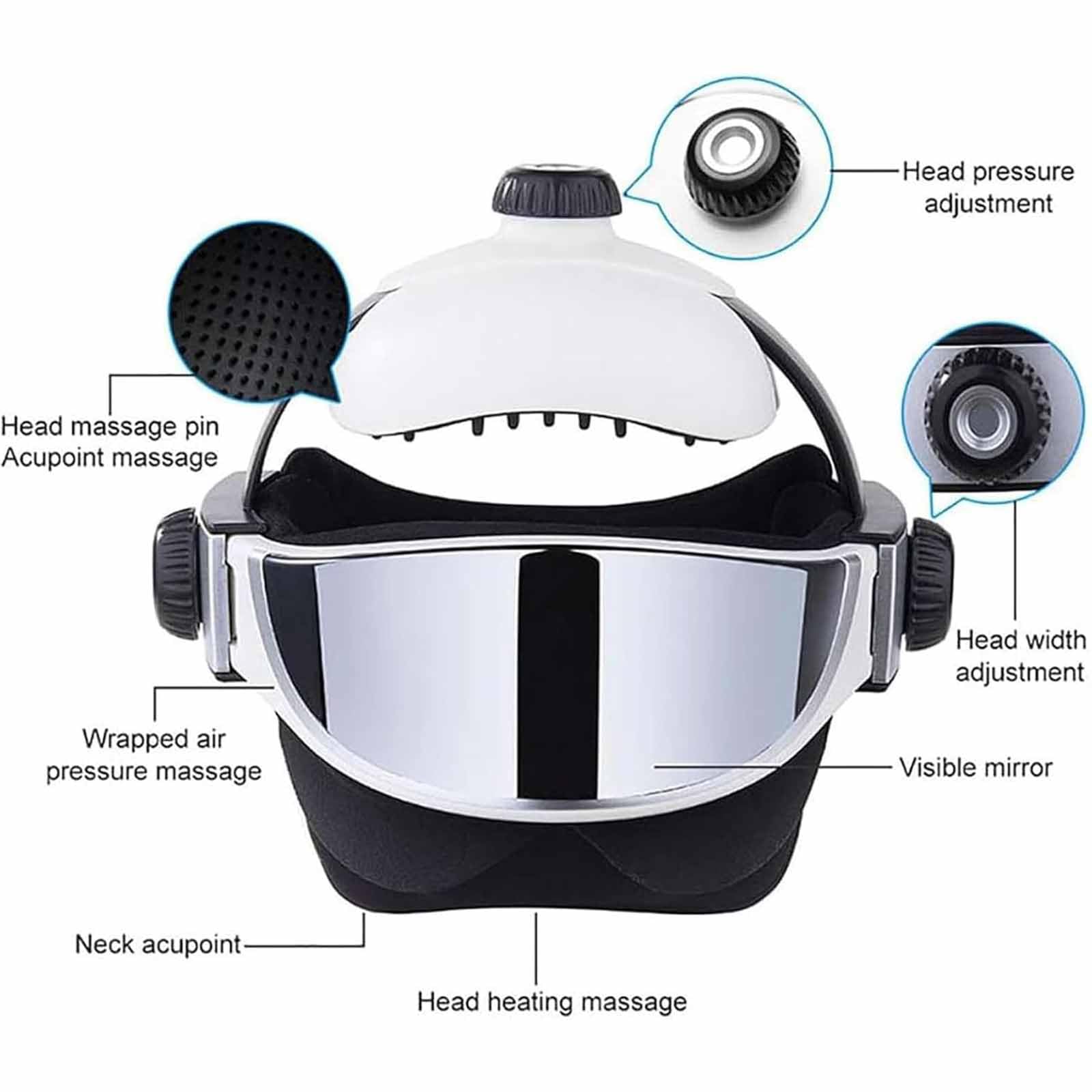 ERICAT Kopf-Top-Akupunktur Und Luftdruckmassage, Elektrischer Kopfmassagehelm Mit Luftkompression, Wärme & Vibration Und Musikplayer, Tiefenentspannung Und Punktmassage, Gegen Kopfschmerzen