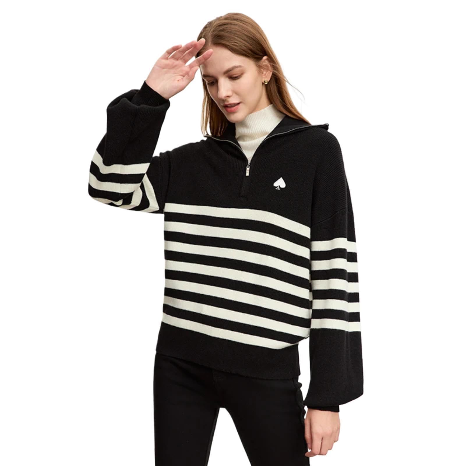 Maglione Felpe con Cappuccio Hoodies Pullover Sweatshirt Uomo Donna Maglioni per Donna M Whitestriped