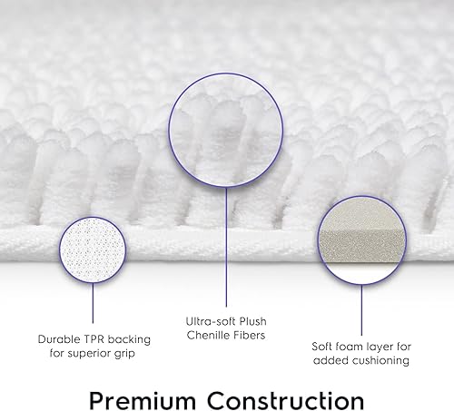 Miniatura 4 de Tafts - Alfombra de baño de lujo ultrasuave y afelpada, de microfibra de chenilla, absorbente, antideslizante, lavable a máquina, decoración del