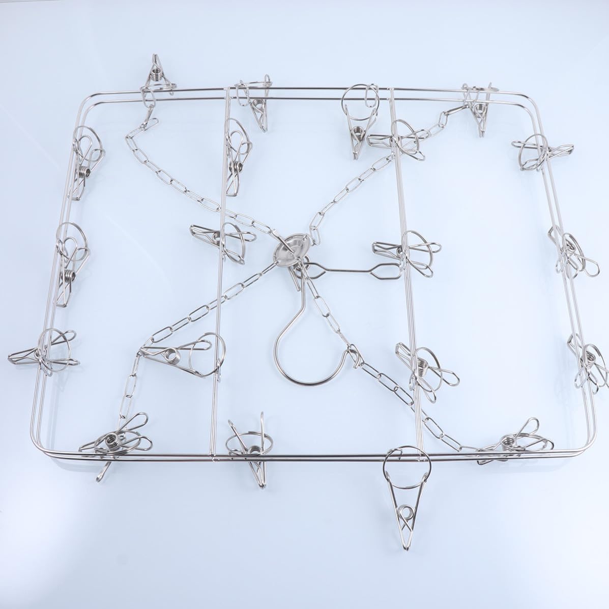 Sosoport Drying Rack Windproof with Swivel Hooks, 20 Pegs Stainless Steel